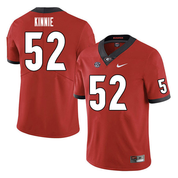 Mens Georgia Bulldogs #52 Cameron Kinnie Stitched Nike Red Home Game Football jersey