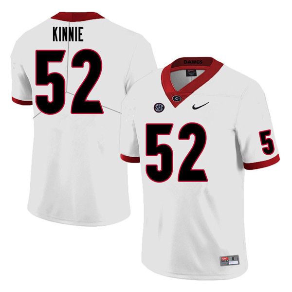 Mens Georgia Bulldogs #52 Cameron Kinnie Stitched Nike White Foootball Jersey