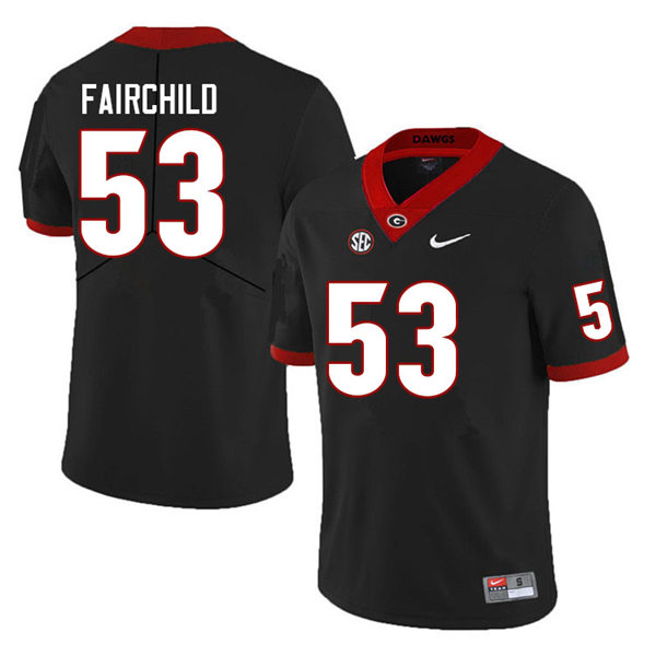Mens Georgia Bulldogs #53 Dylan Fairchild Stitched Nike Black Foootball Jersey
