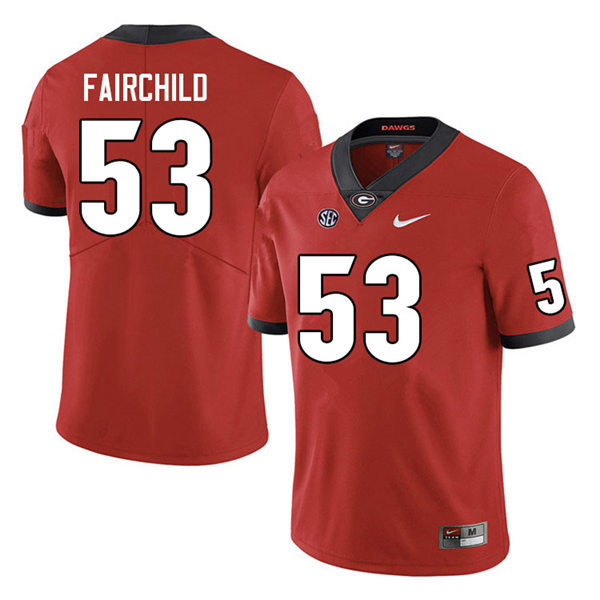 Mens Georgia Bulldogs #53 Dylan Fairchild Stitched Nike Red Home Game Football jersey
