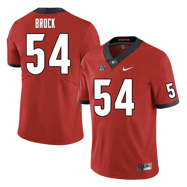 Mens Georgia Bulldogs #54 Cade Brock Stitched Nike Red Home Game Football jersey