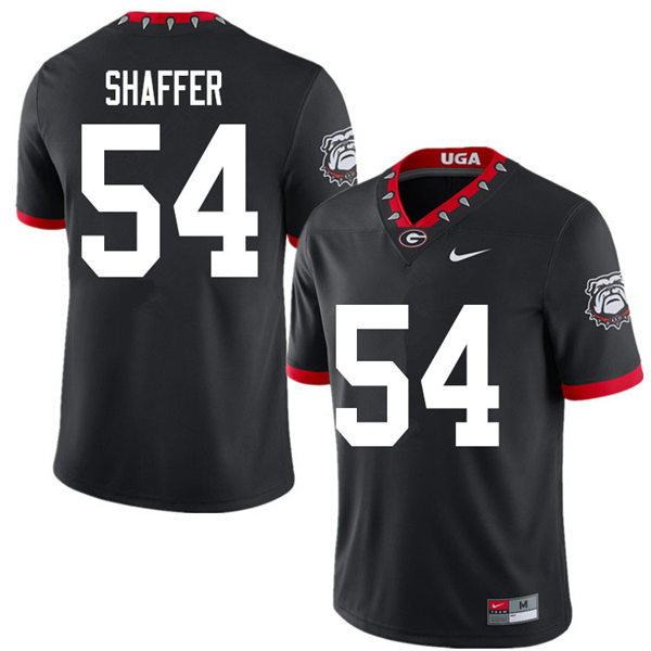 Mens Georgia Bulldogs #54 Justin Shaffer Nike Black Alternate Mascot 100th Anniversary College Football Game Jersey