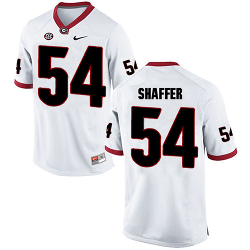 Mens Georgia Bulldogs #54 Justin Shaffer Stitched Nike White Foootball Jersey