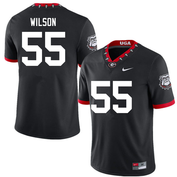 Mens Georgia Bulldogs #55 Jared Wilson Nike Black Alternate Mascot 100th Anniversary College Football Game Jersey
