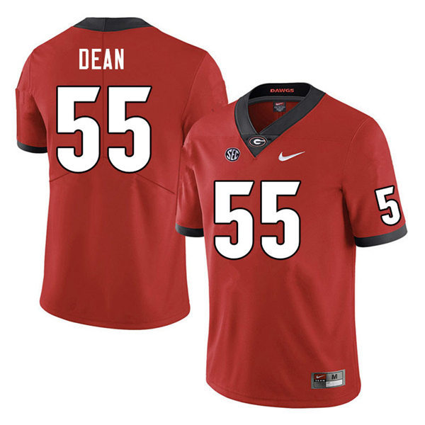 Mens Georgia Bulldogs #55 Marlin Dean Stitched Nike Red Home Game Football jersey