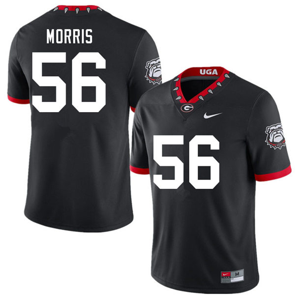 Mens Georgia Bulldogs #56 Micah Morris Stitched Nike Black Alternate Mascot 100th Anniversary College Football