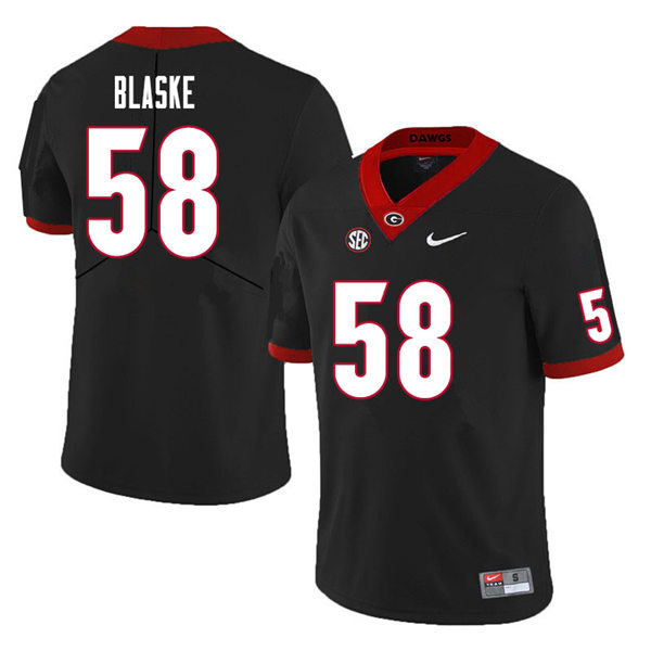 Mens Georgia Bulldogs #58 Austin Blaske Stitched Nike Black Foootball Jersey