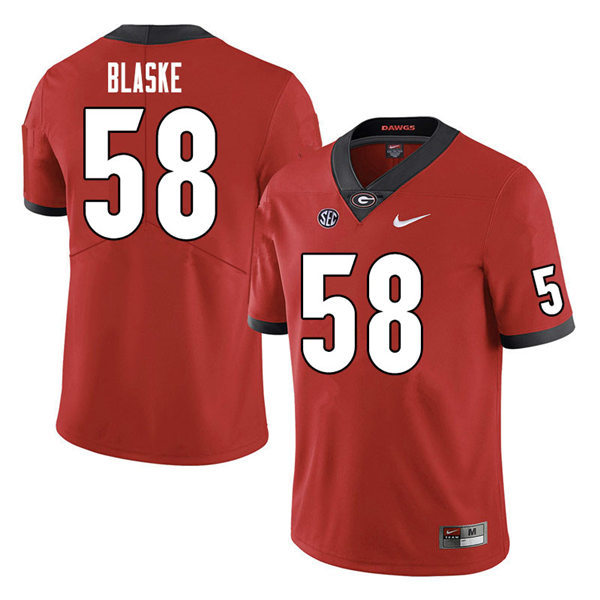 Mens Georgia Bulldogs #58 Austin Blaske Stitched Nike Red Home Game Football jersey