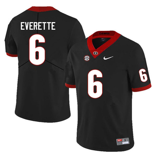 Mens Georgia Bulldogs #6 Daylen Everette Black College Football Game Jersey
