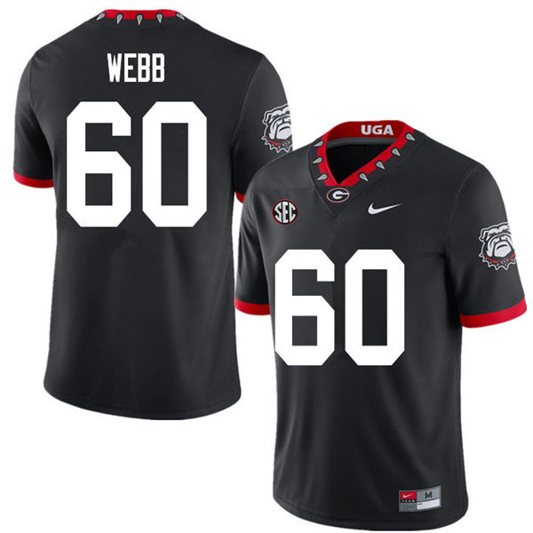 Mens Georgia Bulldogs #60 Clay Webb Stitched Nike Black Alternate Mascot 100th Anniversary College Football