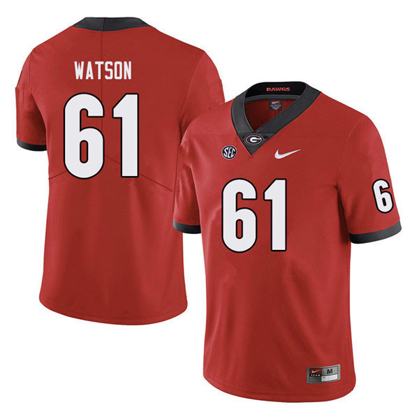 Mens Georgia Bulldogs #61 Blake Watson Stitched Nike Red Home Game Football jersey