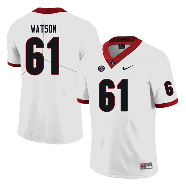 Mens Georgia Bulldogs #61 Blake Watson Stitched Nike White Foootball Jersey
