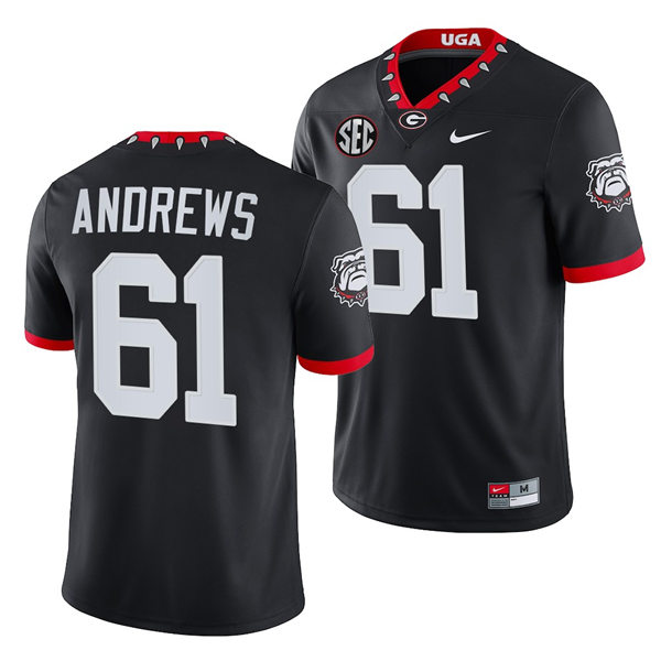 Mens Georgia Bulldogs #61 David Andrews Nike Black Alternate Mascot 100th Anniversary College Football Game Jerseys
