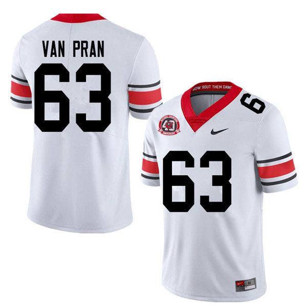 Mens Georgia Bulldogs #63 Sedrick Van Pran Stitched Nike 40th anniversary White alternate football jersey