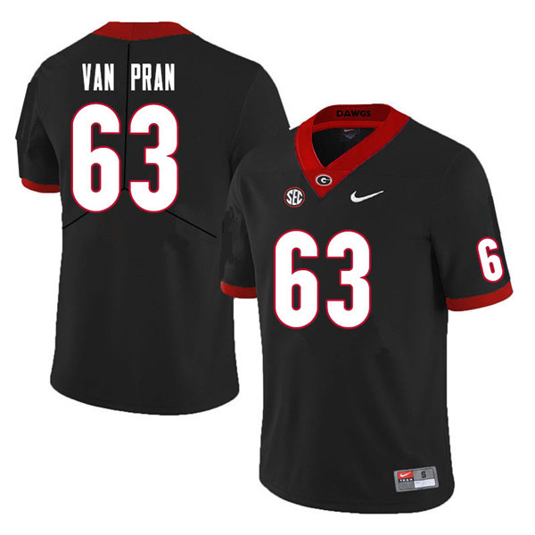 Mens Georgia Bulldogs #63 Sedrick Van Pran Stitched Nike Black Foootball Jersey