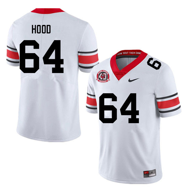 Mens Georgia Bulldogs #64 Jacob Hood white alternate 40th anniversary football Jersey