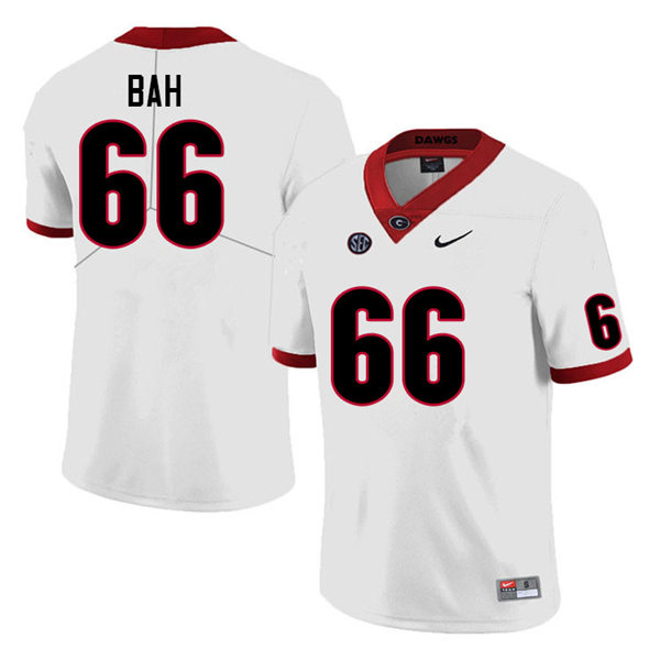 Mens Georgia Bulldogs #66 Aliou Bah College Football Game Jersey White