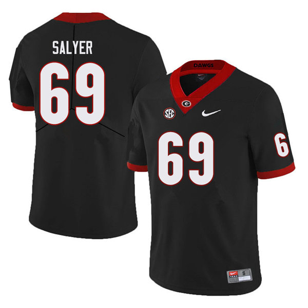 Mens Georgia Bulldogs #69 Jamaree Salyer Nike Black Foootball Jersey