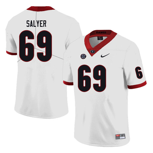 Mens Georgia Bulldogs #69 Jamaree Salyer Nike White Foootball Jersey