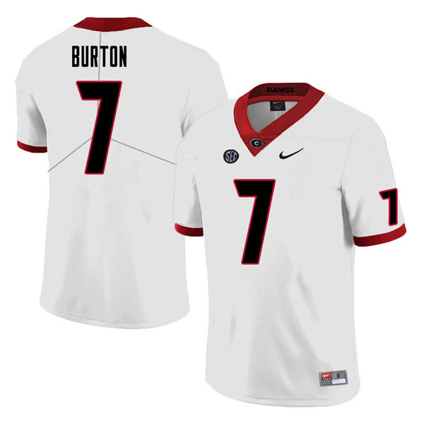 Mens Georgia Bulldogs #7 Jermaine Burton Stitched Nike White Foootball Jersey