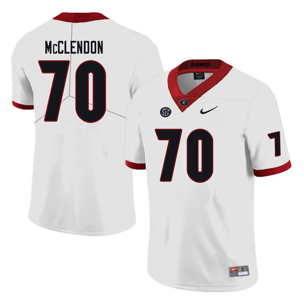 Mens Georgia Bulldogs #70 Warren McClendon Stitched Nike White Foootball Jersey