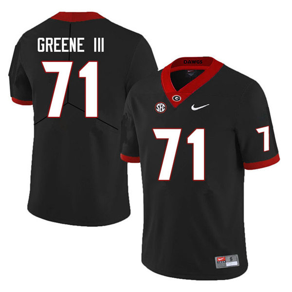 Mens Georgia Bulldogs #71 Earnest Greene III Black College Football Game Jersey