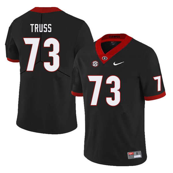 Mens Georgia Bulldogs #73 Xavier Truss Stitched Nike Black Foootball Jersey
