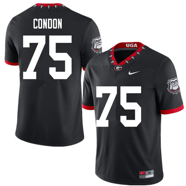 Mens Georgia Bulldogs #75 Owen Condon Nike Black Alternate Mascot 100th Anniversary College Football Game Jersey