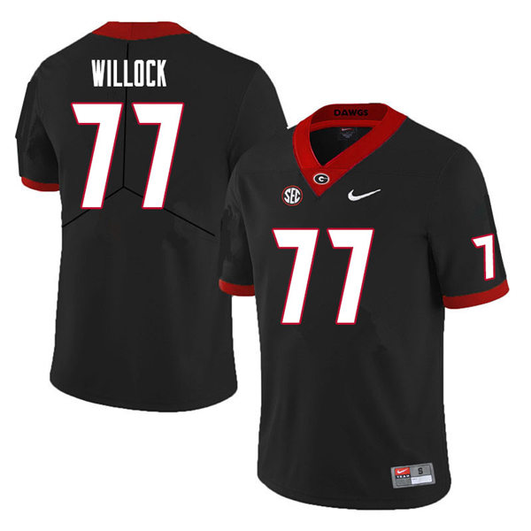 Mens Georgia Bulldogs #77 Devin Willock Stitched Nike Black Foootball Jersey