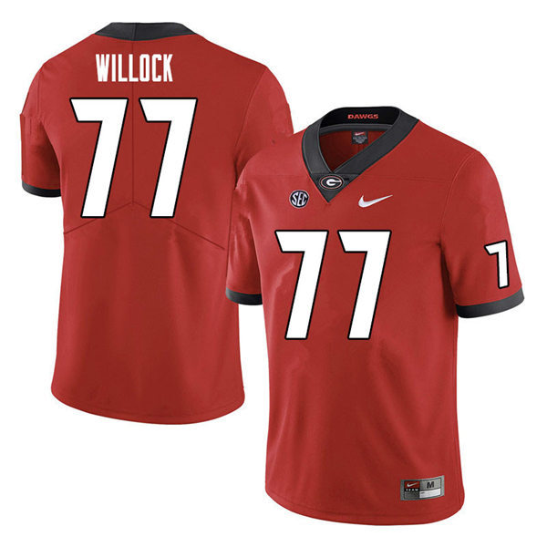 Mens Georgia Bulldogs #77 Devin Willock Stitched Nike Red Home Game Football jersey