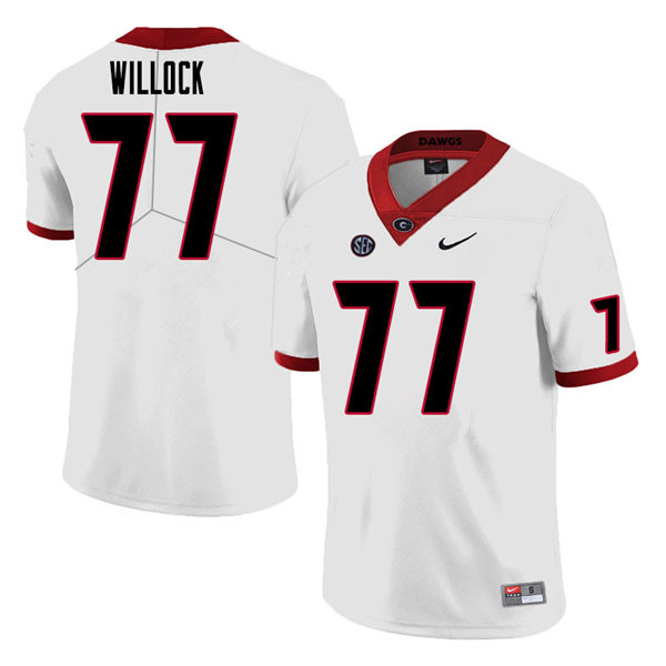 Mens Georgia Bulldogs #77 Devin Willock Stitched Nike White Foootball Jersey