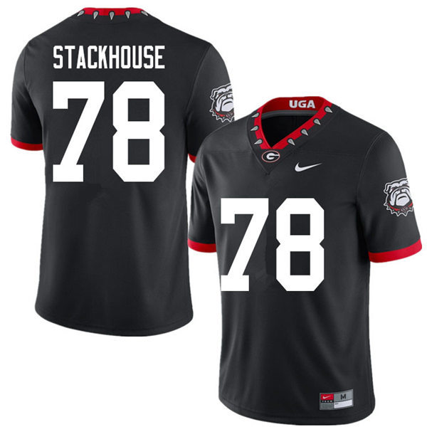 Mens Georgia Bulldogs #78 Nazir Stackhouse Stitched Nike Black Alternate Mascot 100th Anniversary College Football