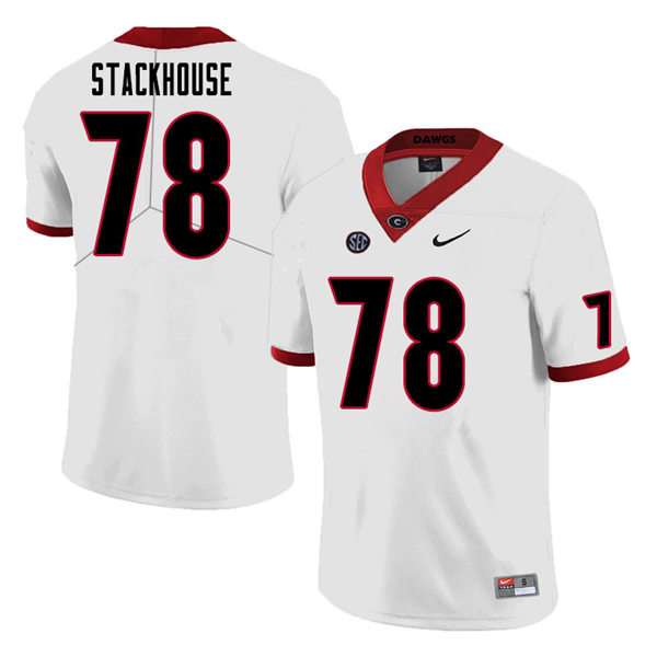 Mens Georgia Bulldogs #78 Nazir Stackhouse Stitched Nike White Foootball Jersey