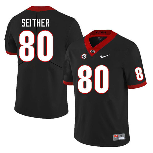 Mens Georgia Bulldogs #80 Brett Seither Nike Black College Football Game jersey