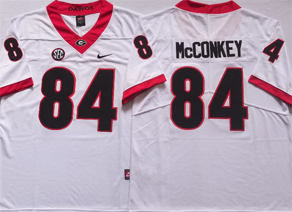 Mens Georgia Bulldogs #84 Ladd McConkey Nike White Foootball Jersey