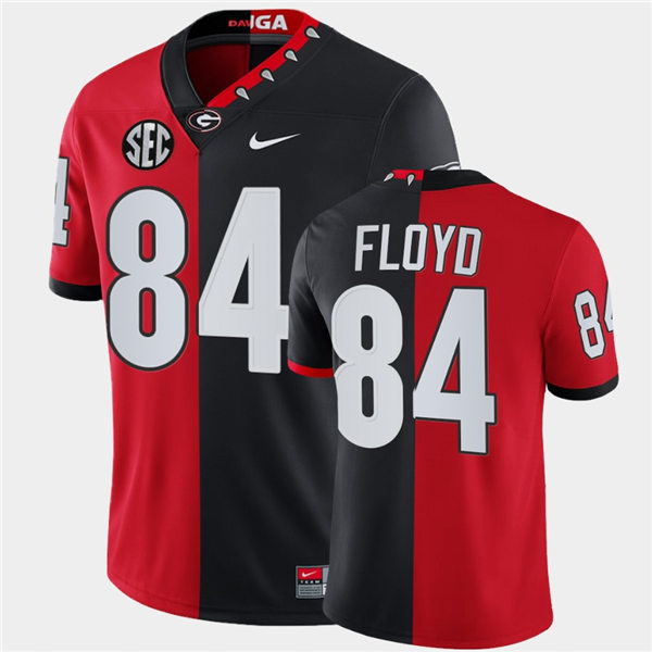 Mens Georgia Bulldogs #84 Leonard Floyd Nike Red Black Mascot Split Two-Tone Football Jersey