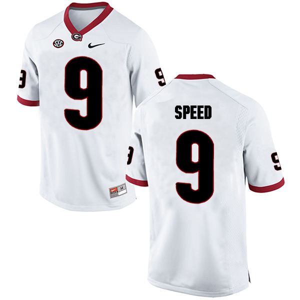 Mens Georgia Bulldogs #9 Ameer Speed Stitched Nike White Foootball Jersey
