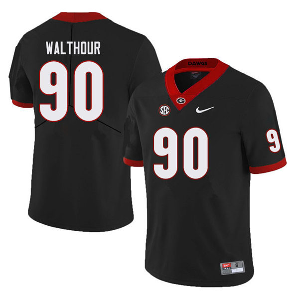 Mens Georgia Bulldogs #90 Tramel Walthour Stitched Nike Black Foootball Jersey