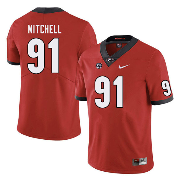 Mens Georgia Bulldogs #91 Tymon Mitchell Nike Red Home College Football Game jersey