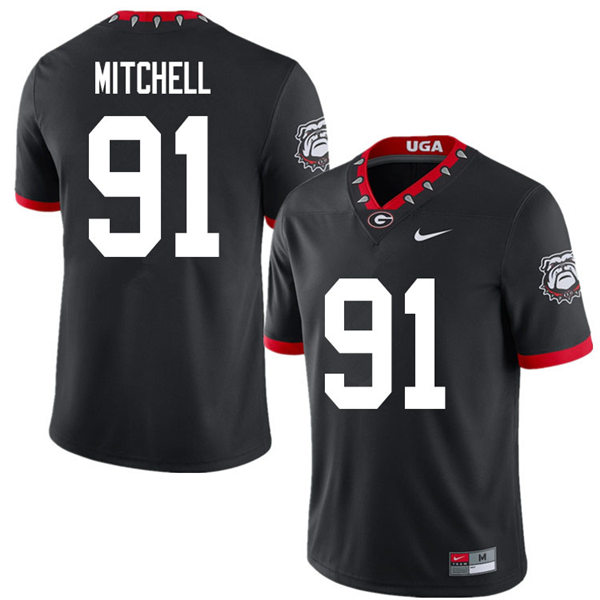 Mens Georgia Bulldogs #91 Tymon Mitchell Stitched Nike Black Alternate Mascot 100th Anniversary College Football