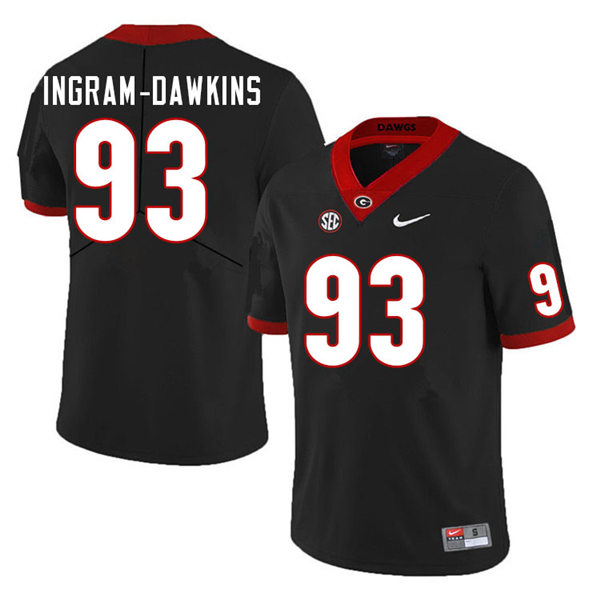 Mens Georgia Bulldogs #93 Tyrion Ingram Stitched Nike Black Foootball Jersey