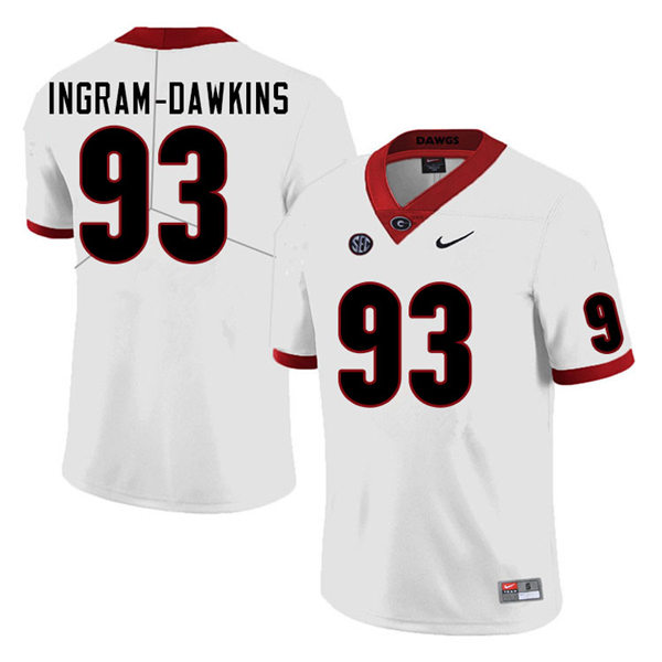 Mens Georgia Bulldogs #93 Tyrion Ingram Stitched Nike White Foootball Jersey