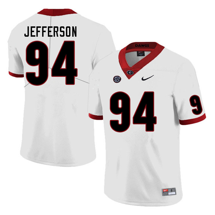 Mens Georgia Bulldogs #94 Jonathan Jefferson Nike White Foootball Jersey