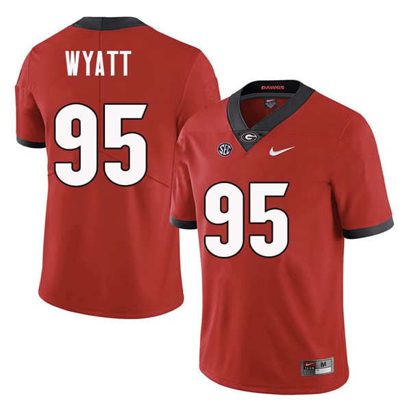 Mens Georgia Bulldogs #95 Devonte Wyatt Stitched Nike Red Home Game Football jersey