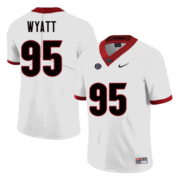 Mens Georgia Bulldogs #95 Devonte Wyatt Stitched Nike White Foootball Jersey