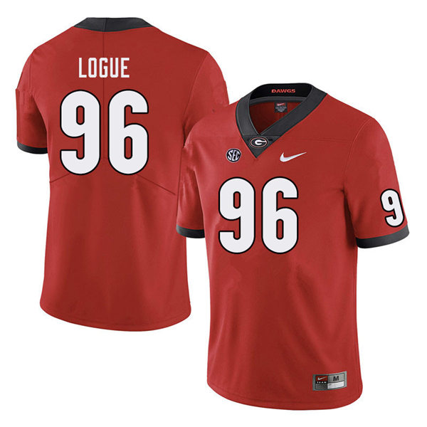 Mens Georgia Bulldogs #96 Zion Logue Stitched Nike Red Home Game Football jersey