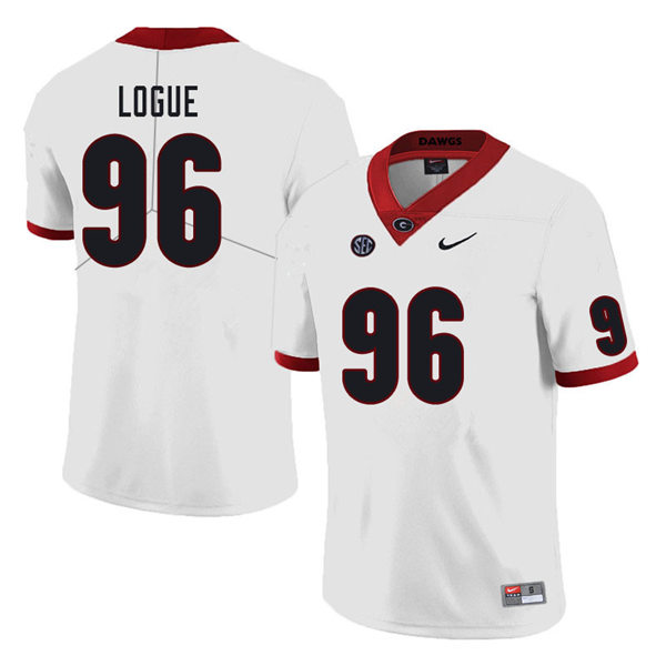 Mens Georgia Bulldogs #96 Zion Logue Stitched Nike White Foootball Jersey