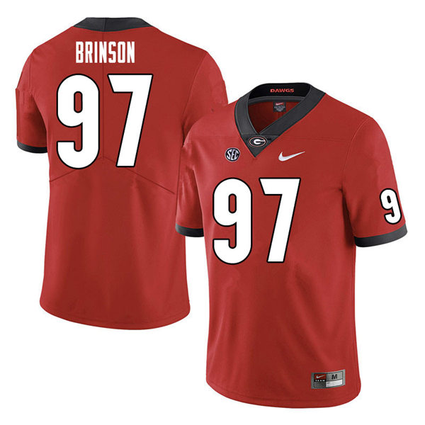 Mens Georgia Bulldogs #97 Warren Brinson Nike Red Home College Football Game jersey