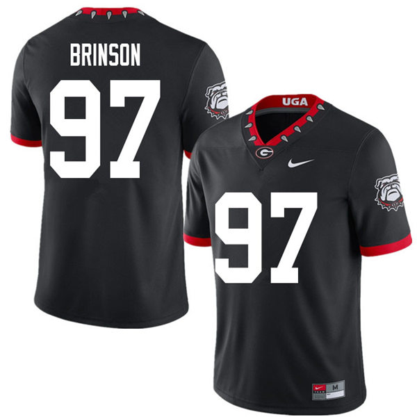 Mens Georgia Bulldogs #97 Warren Brinson Stitched Nike Black Alternate Mascot 100th Anniversary College Football