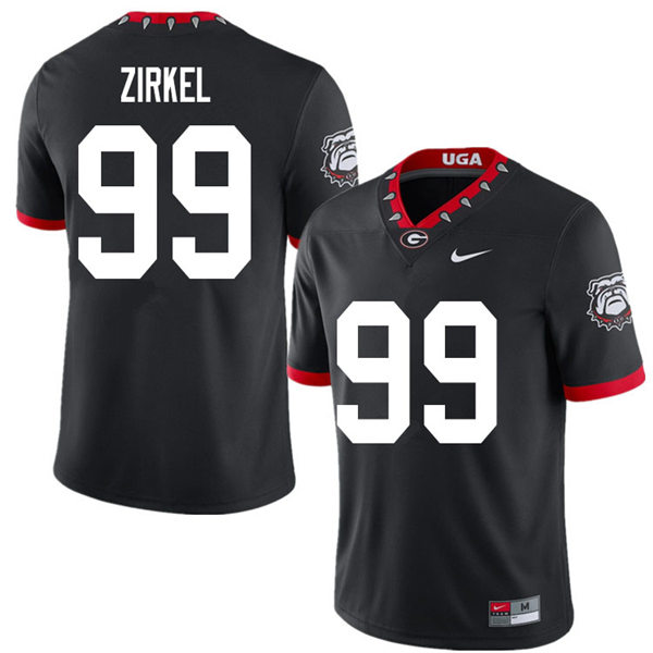 Mens Georgia Bulldogs #99 Jared Zirkel Nike Black Alternate Mascot 100th Anniversary College Football Game Jersey